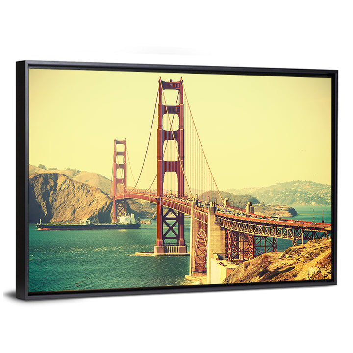 Golden Gate Bridge with Cargo Ship Wall Art