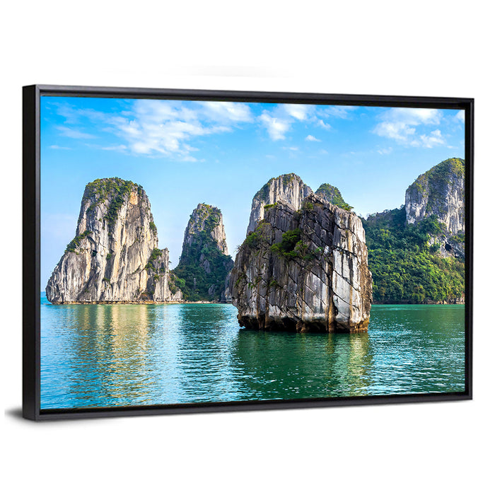 Ha Long Bay Limestone Islands Wall Art as a framed canvas