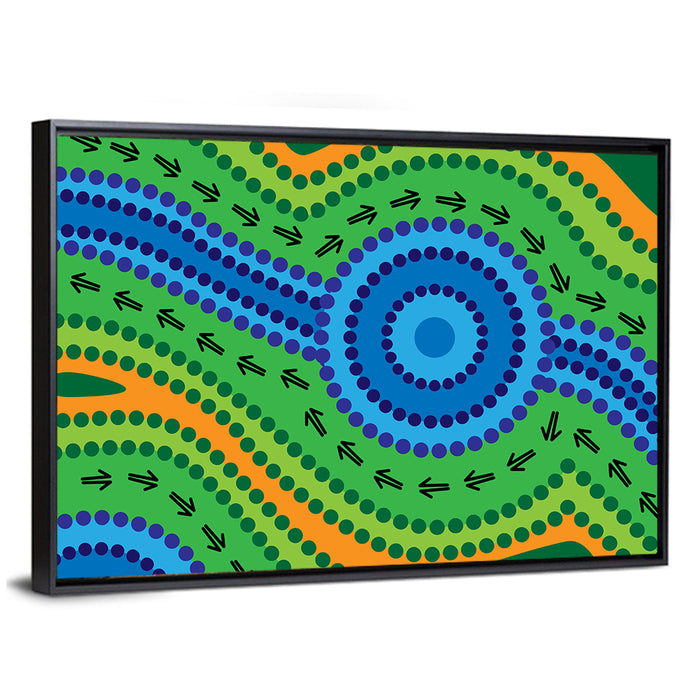 Concentric Dotted Lake Wall Art as a framed canvas
