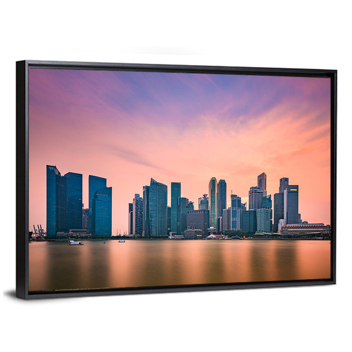 Marina Bay Singapore Skyline Wall Art as a framed canvas