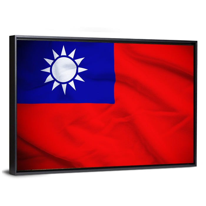 Taiwan National Flag Wall Art as a framed canvas