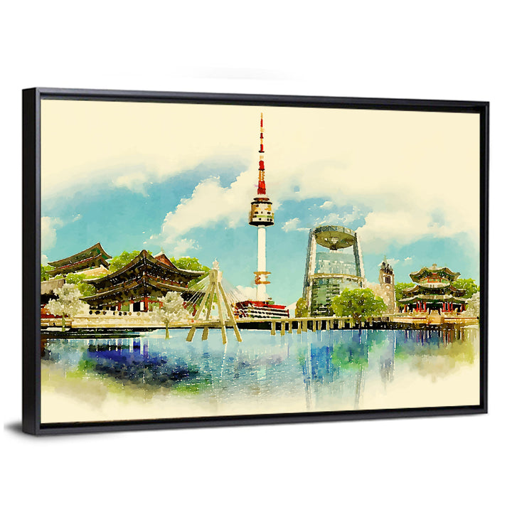 Seoul Skyline with N Seoul Tower Wall Art
