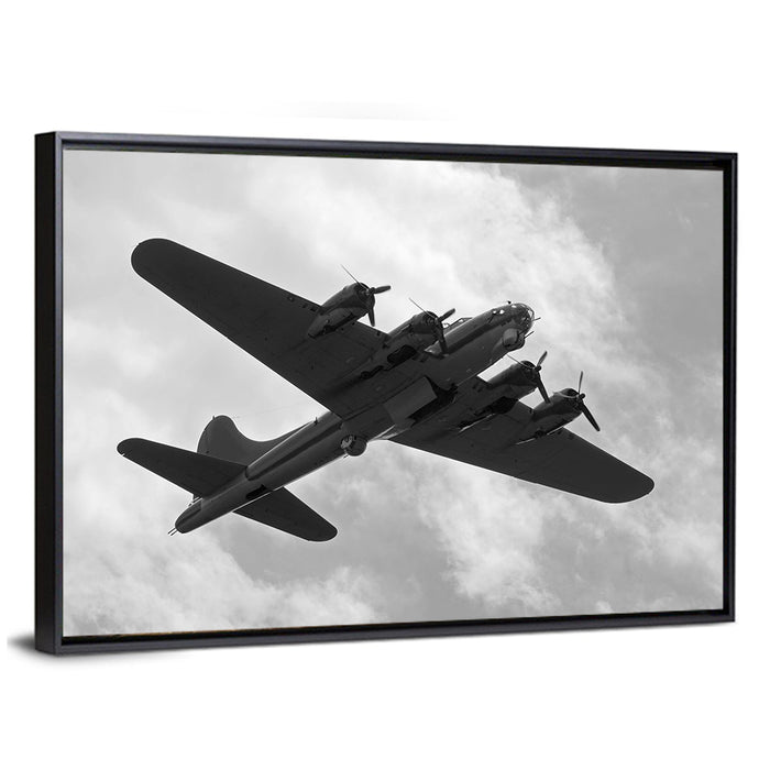 B-17 Heavy Bomber in Flight Wall Art as a framed canvas