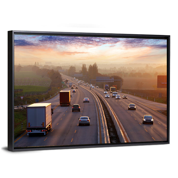 Chinese Highway at Sunset Wall Art as a framed canvas