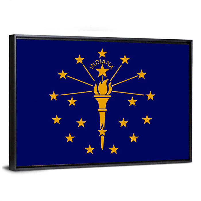 Indiana State Flag Graphic Wall Art as a framed canvas