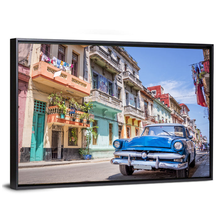 Vintage American Car on Colorful Street Wall Art