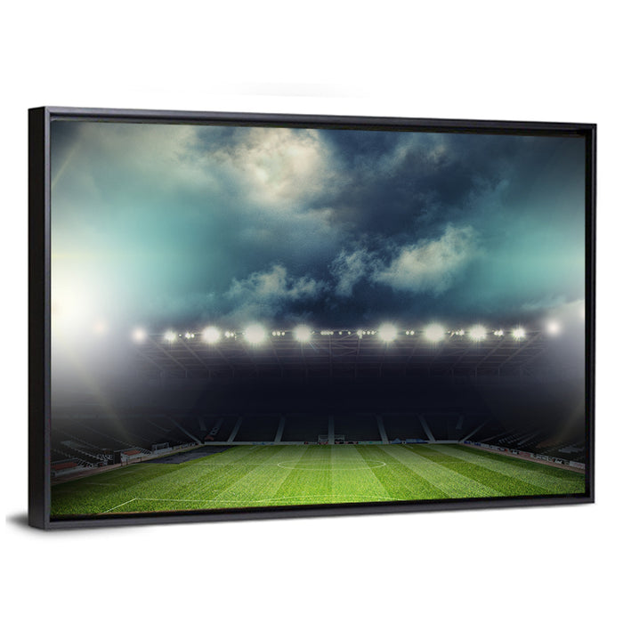 Stadium Under Floodlights Wall Art as a framed canvas