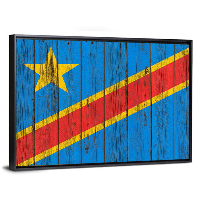 Democratic Republic of the Congo Flag Wall Art as a framed canvas