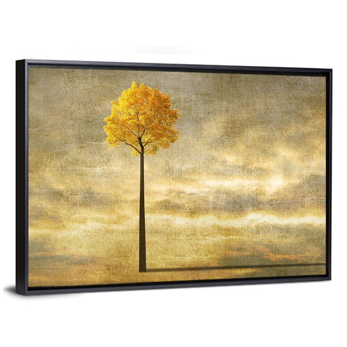 Solitary Tree at Golden Hour Wall Art as a framed canvas