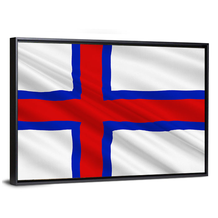 Faroe Islands Flag Wall Art as a framed canvas