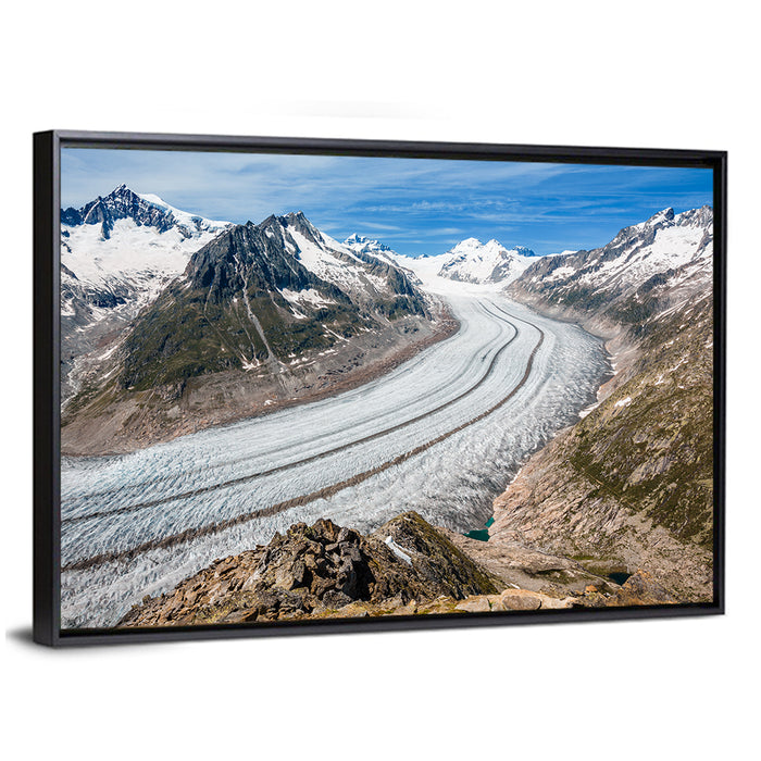 Aletsch Glacier Valley Wall Art as a framed canvas