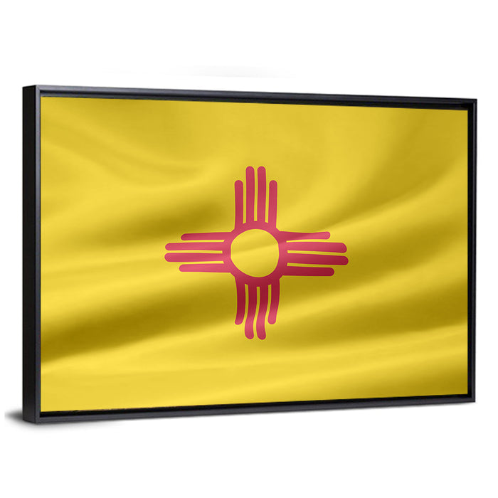 New Mexico Flag with Zia Symbol Wall Art as a framed canvas