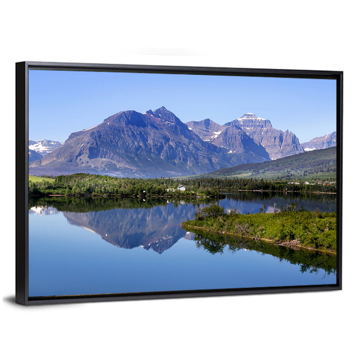 Glacier National Park Lake Reflection Wall Art as a framed canvas