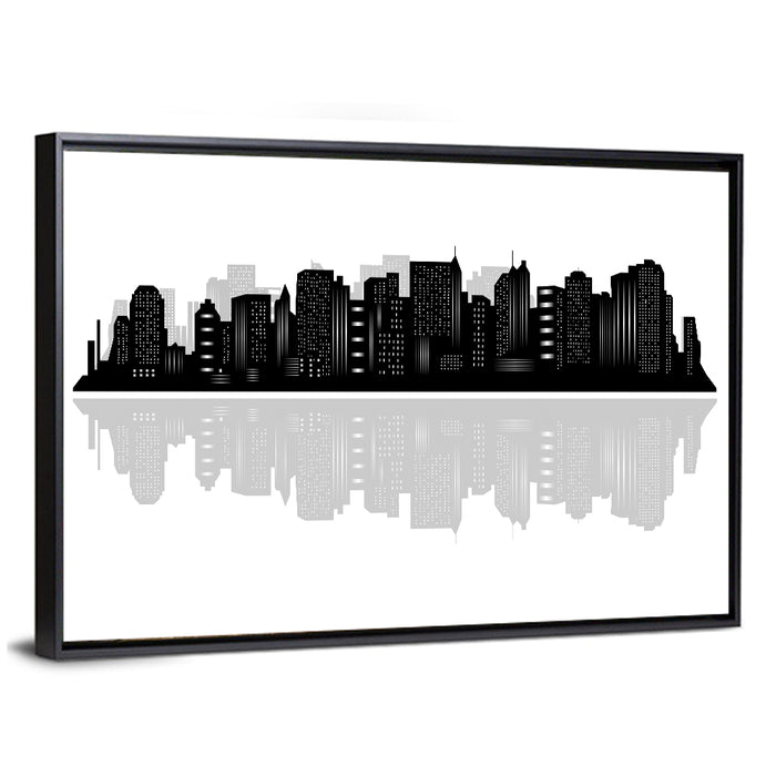 New York Skyline Silhouette Wall Art as a framed canvas