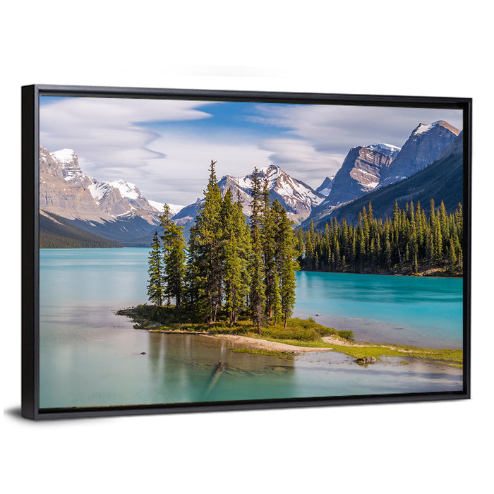 Spirit Island at Maligne Lake Wall Art as a framed canvas