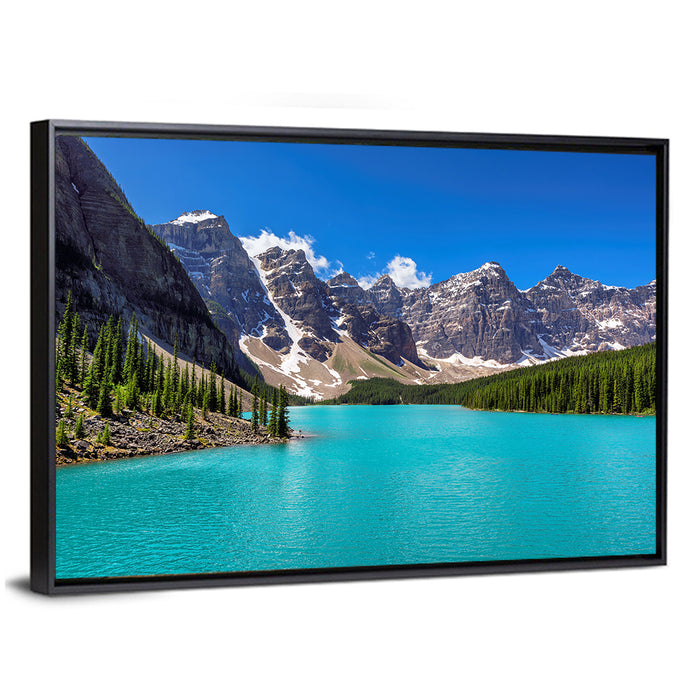Turquoise Moraine Lake, Banff Wall Art as a framed canvas