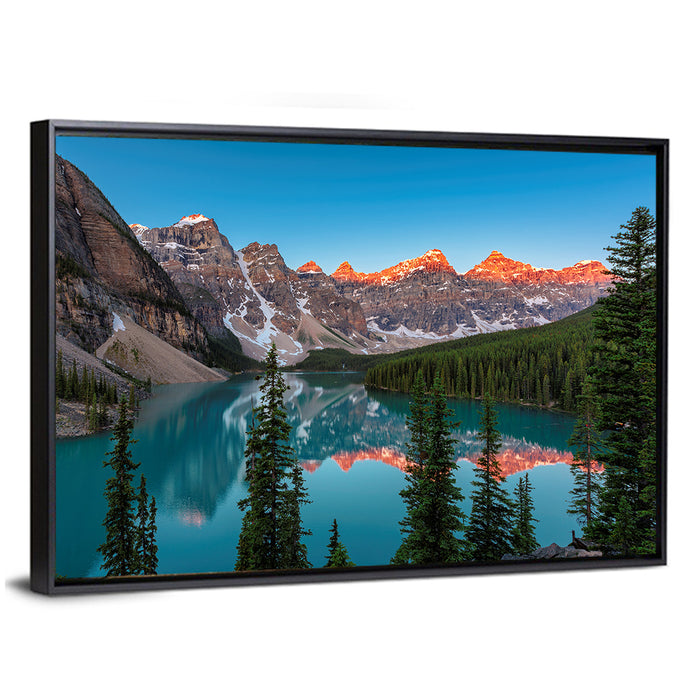 Sunrise at Moraine Lake Wall Art as a framed canvas