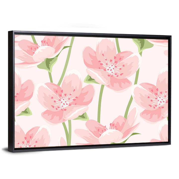 Spring Pink Sakura Magnolia Pattern Wall Art