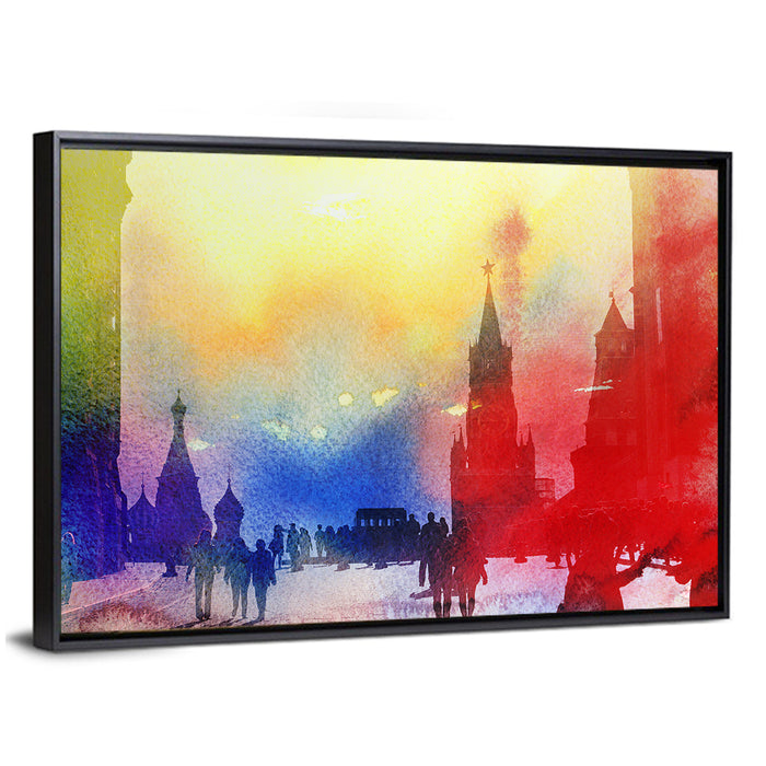 Colorful Moscow Kremlin at Dusk Wall Art as a framed canvas