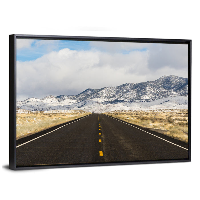 Great Basin Central Nevada Highway Wall Art as a framed canvas
