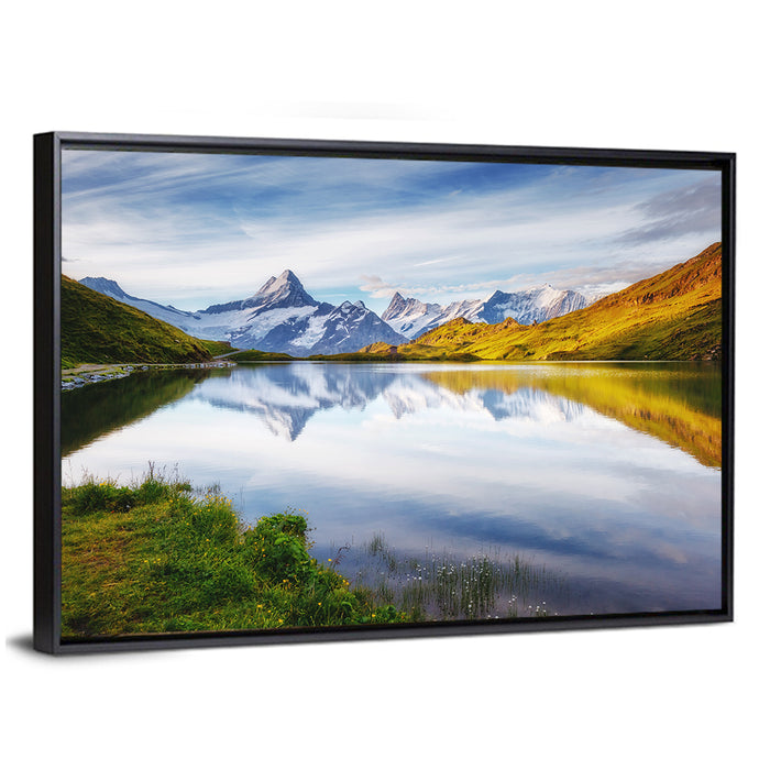 Schreckhorn and Wetterhorn at Bachalpsee Wall Art as a framed canvas