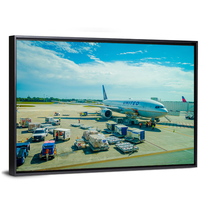 Cancun International Airport Tarmac Wall Art as a framed canvas