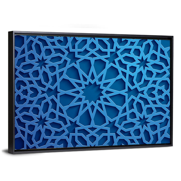 Islamic Geometric Tile Ornament Wall Art as a framed canvas