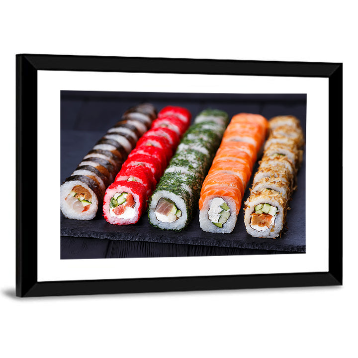 Sushi Rolls on Slate Wall Art