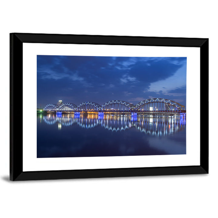 Riga Railway Bridge at Night Wall Art