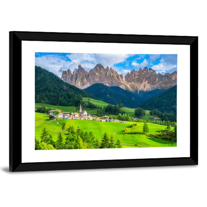 Santa Maddalena Village, Dolomites Wall Art as a framed print