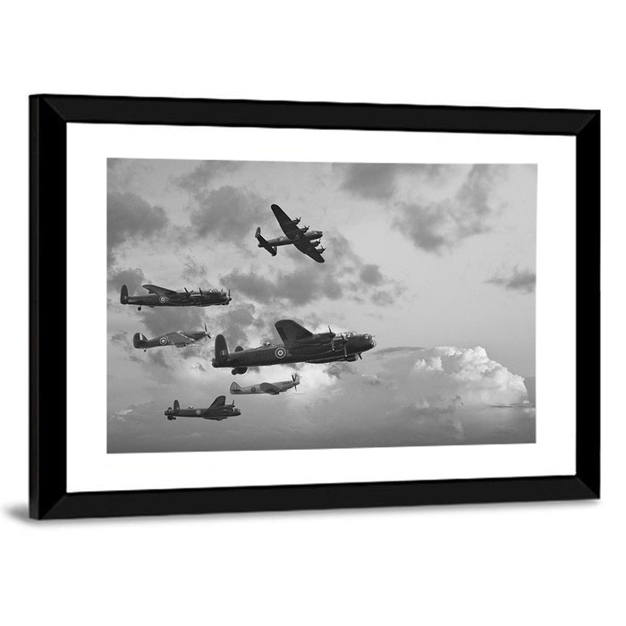 Lancaster Bombers in Formation Wall Art as a framed print