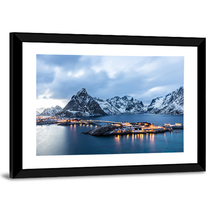 Blue Hour Over Reine, Lofoten Wall Art as a framed print