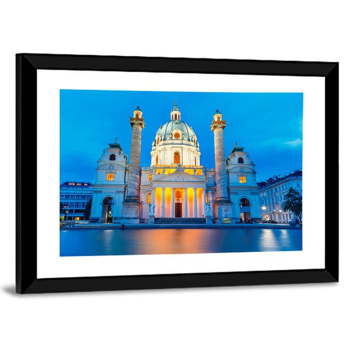 Karlskirche at Dusk Wall Art as a framed print