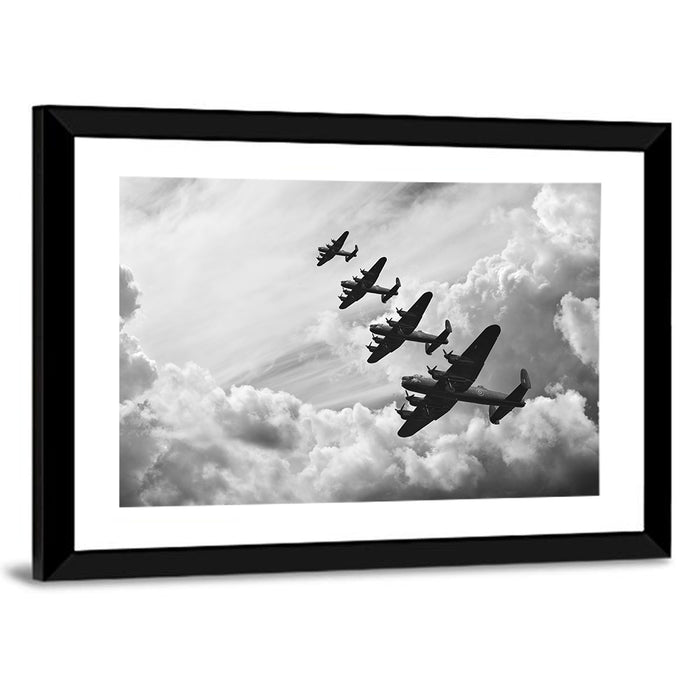 Lancaster Bombers in Formation Wall Art as a framed print