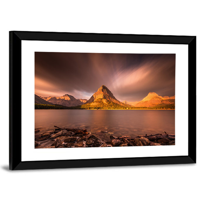 Mount Grinnell Golden Sunrise Wall Art as a framed print