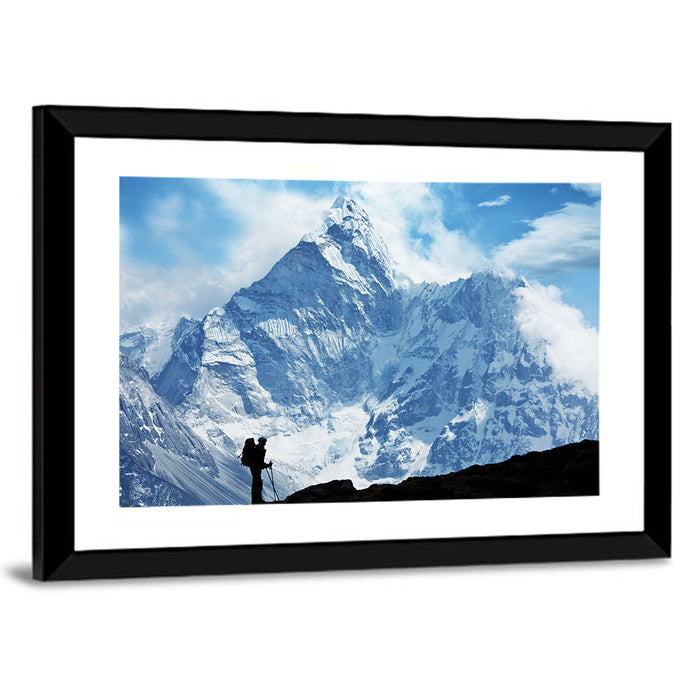Himalayan Climber Silhouette Wall Art as a framed print