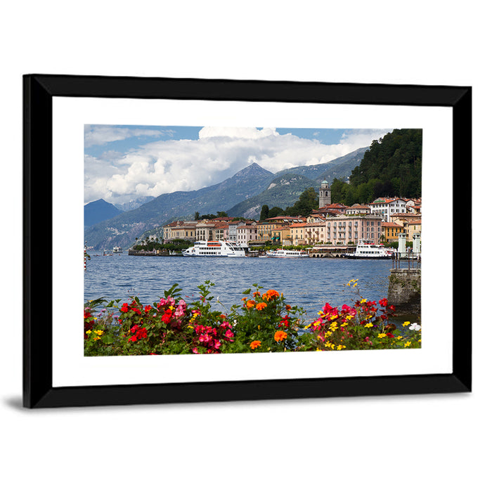 Bellagio Floral Shore Lake Como Wall Art as a framed print