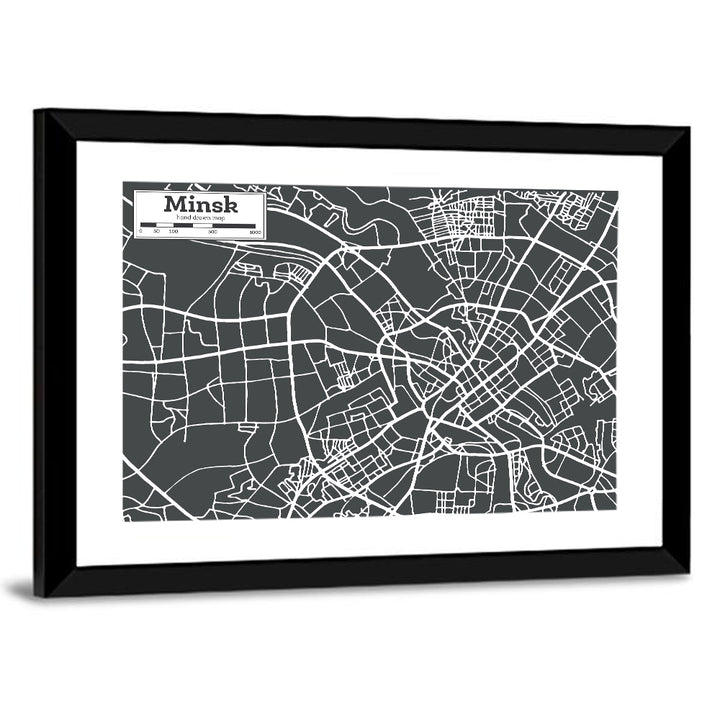 Minsk Hand Drawn Map Wall Art