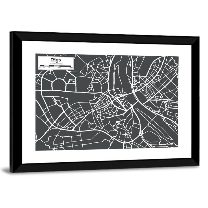 Riga Aerial Map Wall Art