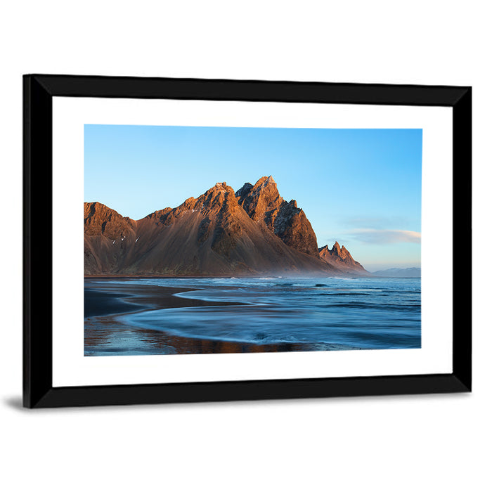 Vestrahorn Jagged Peaks at Stokksnes Wall Art as a framed print