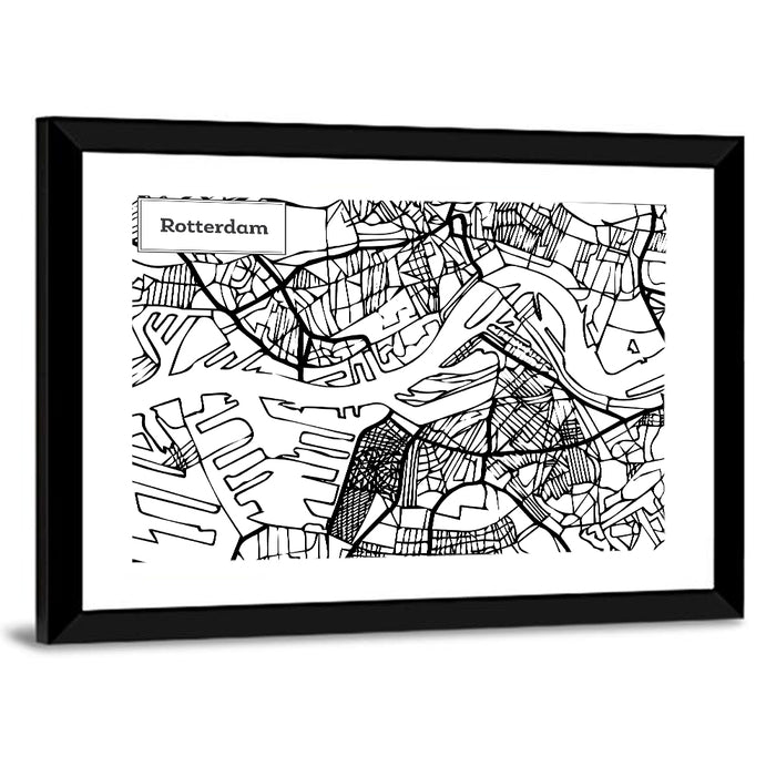 Rotterdam City Map Wall Art as a framed print