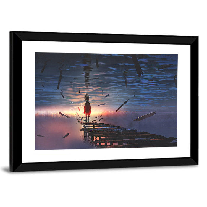 Surreal Sunset Over Mirrored Lake Wall Art as a framed print