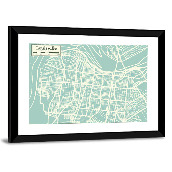 Louisville Kentucky Minimalist City Map Wall Art as a framed print