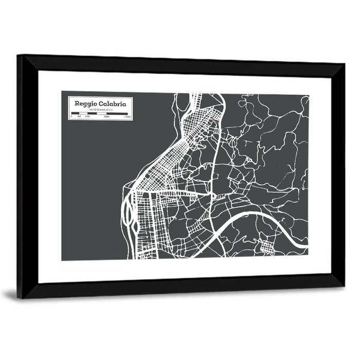 Reggio Calabria Minimalist City Map Wall Art as a framed print
