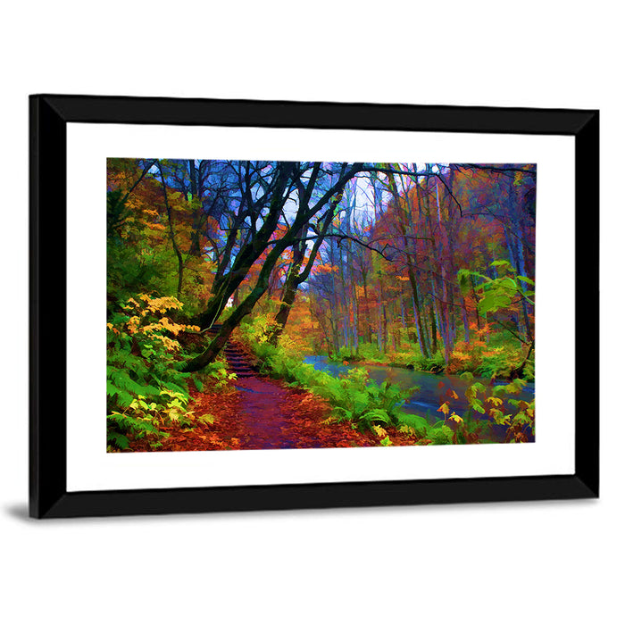 Autumn Along Oirase River Wall Art as a framed print
