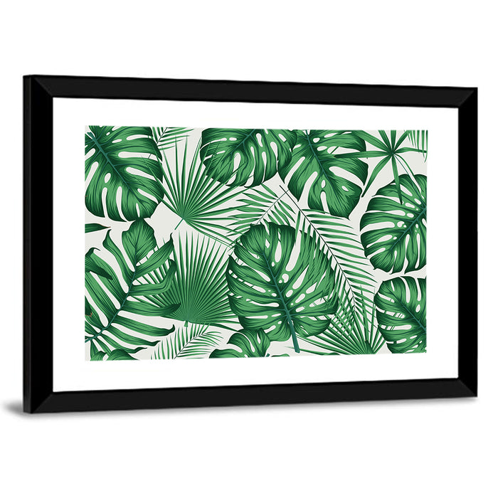 Layered Tropical Leaves Wall Art as a framed print