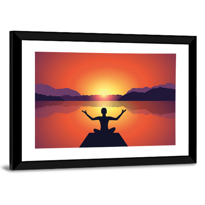 Peaceful Meditation Silhouette Wall Art as a framed print