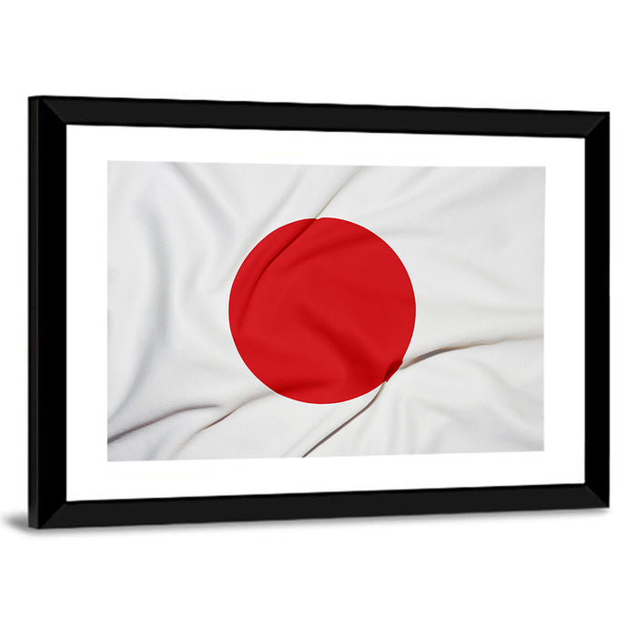 Japanese Flag Fabric Study Wall Art as a framed print