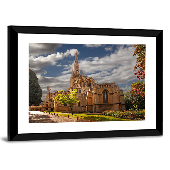 Peterborough Cathedral Low Angle View Wall Art as a framed print