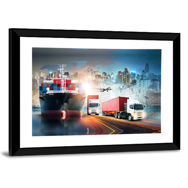 Global Logistics Nightscape Wall Art